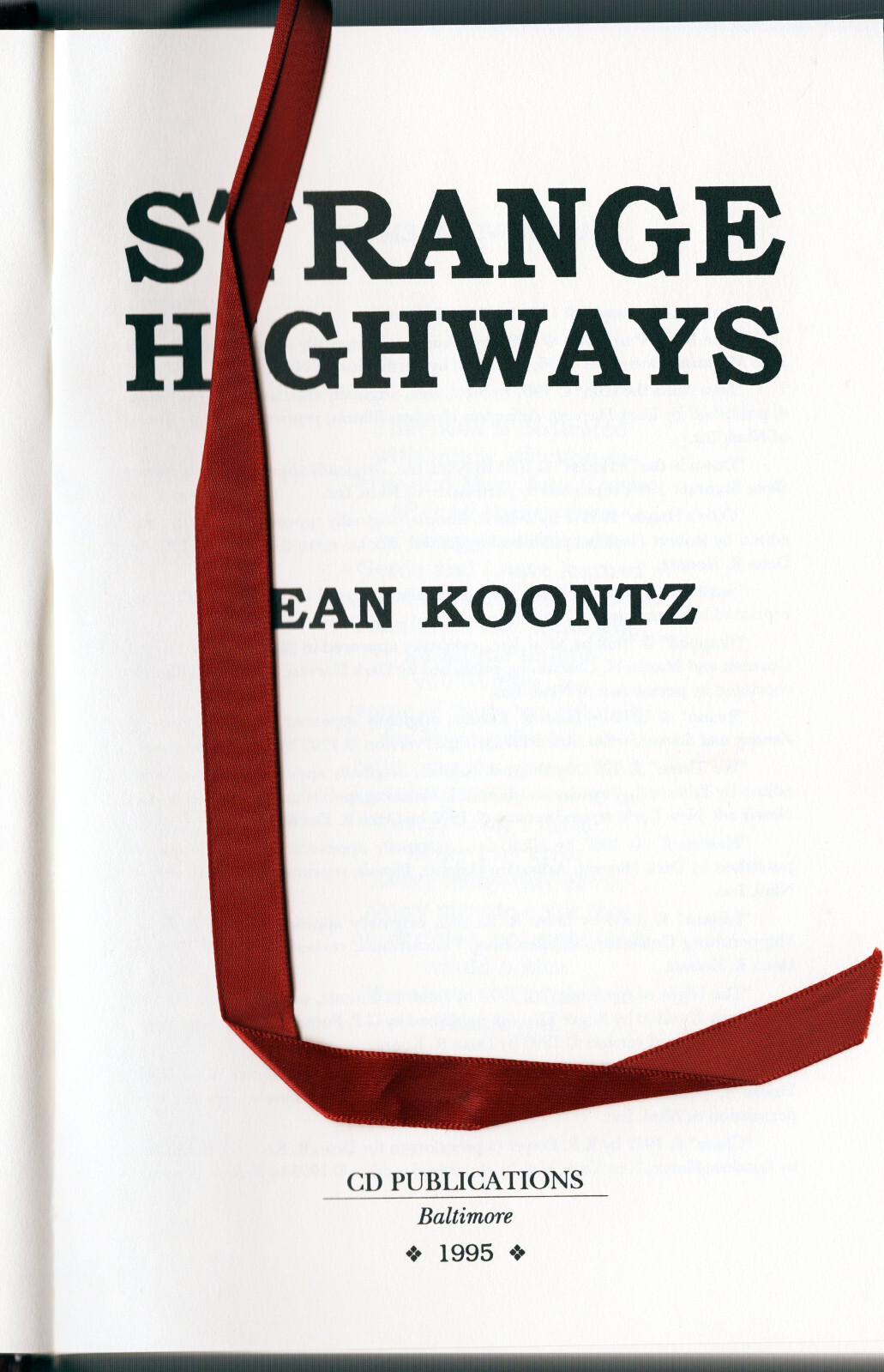 SIGNED DEAN KOONTZ STRANGE HIGHWAYS S&N LIMITED ED 480/750 w/DJ & SLIPCASE 1995