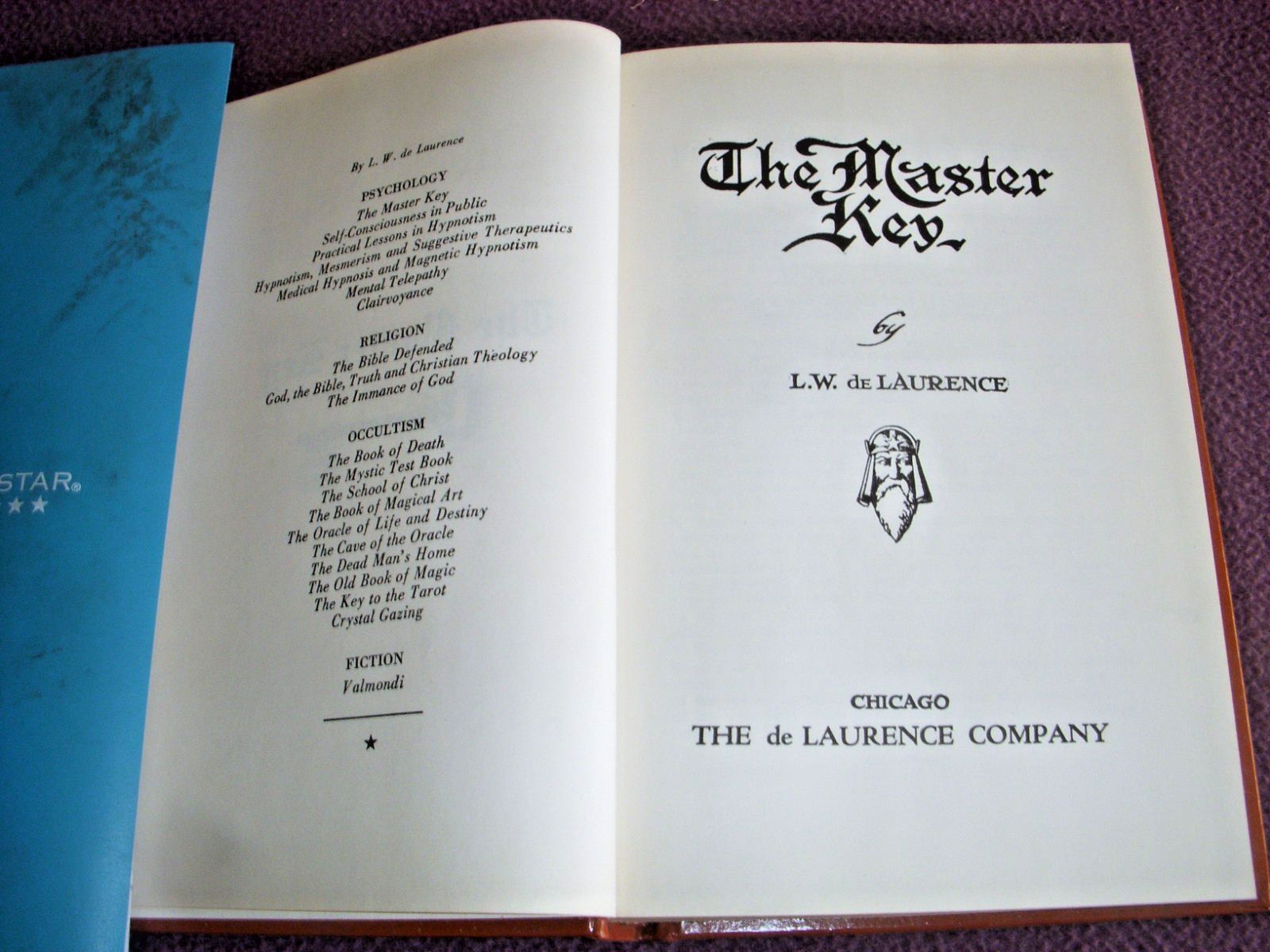 The Master Key 6th Print Third Edition 1941 Occult L. W. de Laurence 406 Pages