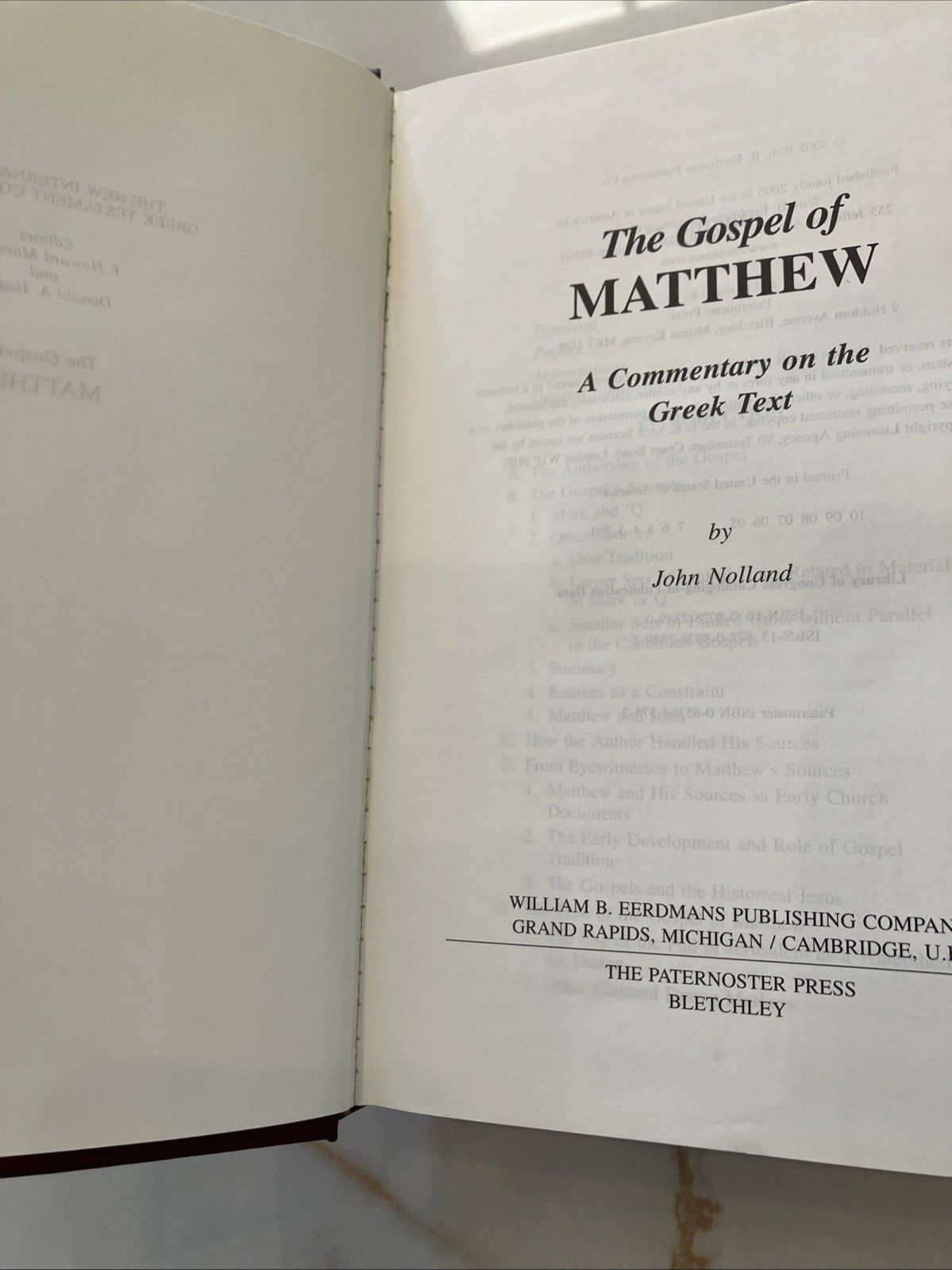 The Gospel Of Matthew John Nolland NIGTC HC Dust Jacket Eerdmans