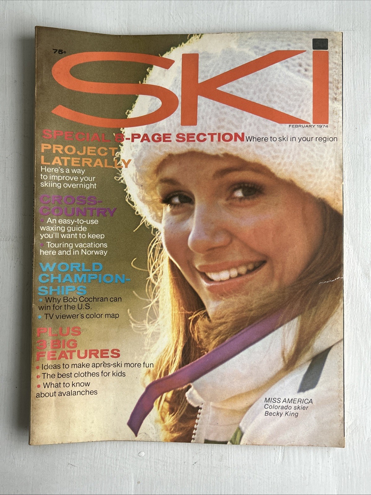 1974 SKI MAGAZINE Miss America Becky King On Cover Lots Of Vintage Advertisement