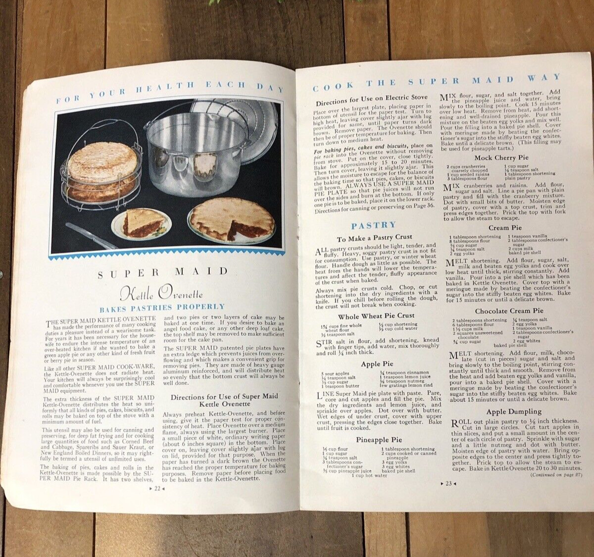 Vintage Cookbook 1930s Super Maid Aluminum Cookware Recipe Booklet Rockville IL