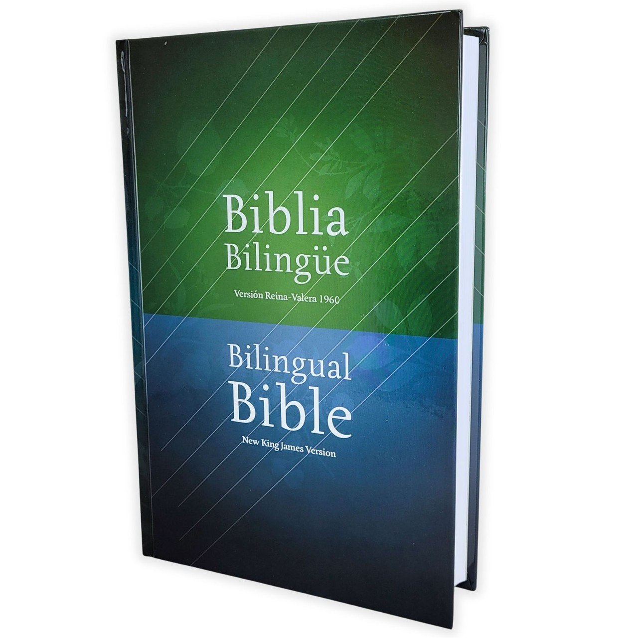 Biblia Bilingüe RV1960 y New King James Version NKJV, tapa dura azul y verde