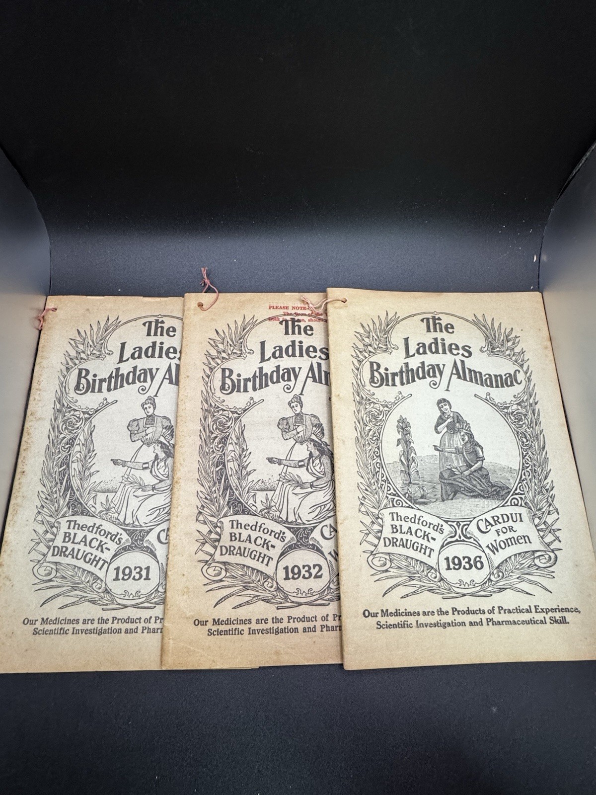 3 Vintage The Ladies Birthday Almanac – 1931, 32 & 36 – Cardui & Black-Draught