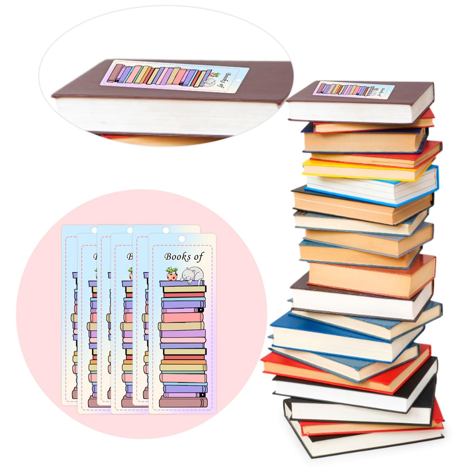 50 PCS Book Tracker Bookmarks Stacked Design DoubleSided 3×8 Inch Cards