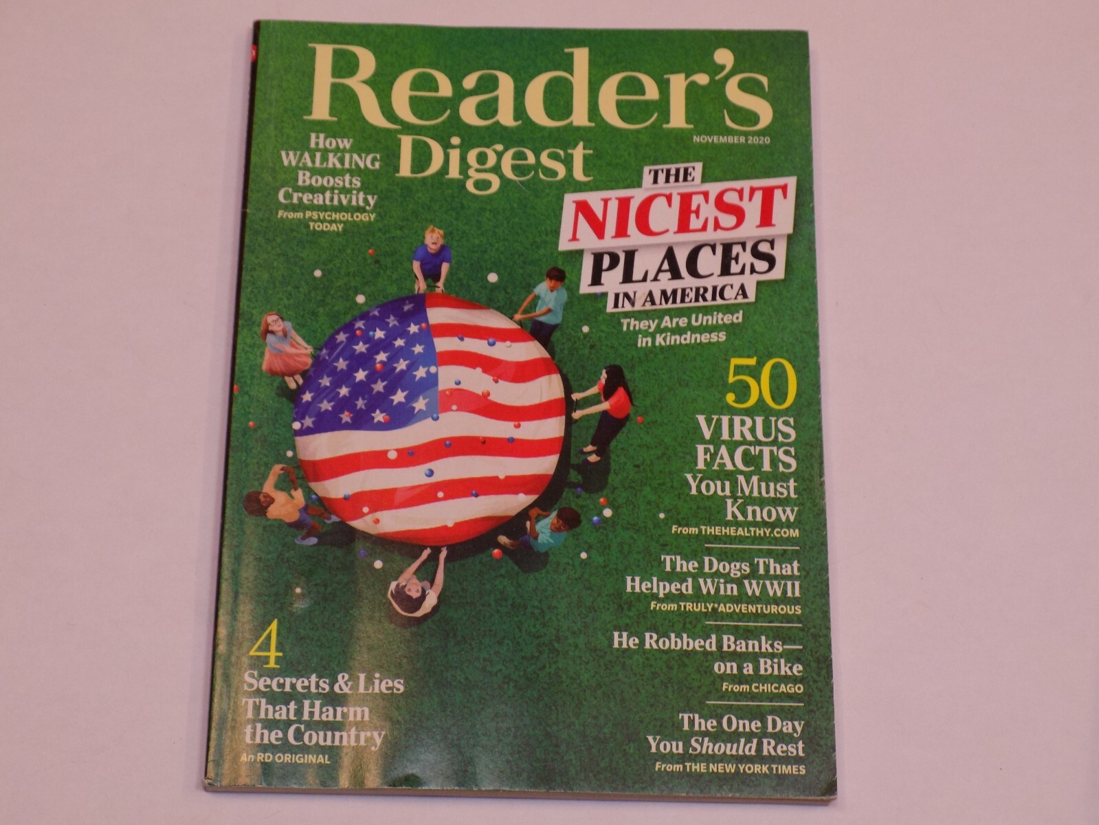 Reader’s Digest Magazine Nov 2020 WWII Dogs Walking Boosts Creativity Nice Place