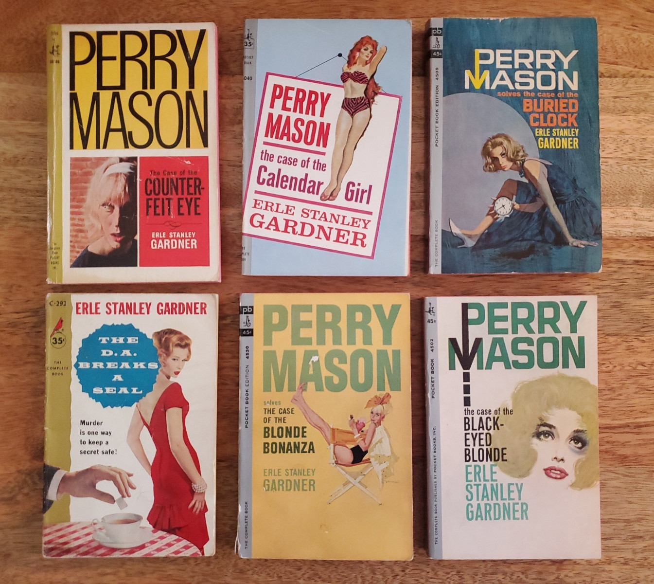 Lot of 6 Perry Mason Mystery pb Books by Erle Stanley Gardner 1950s Pocket