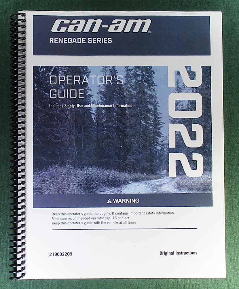 2022 Can-Am Renegade 850 Owner’s Manual: 226 Pages & Protective Covers