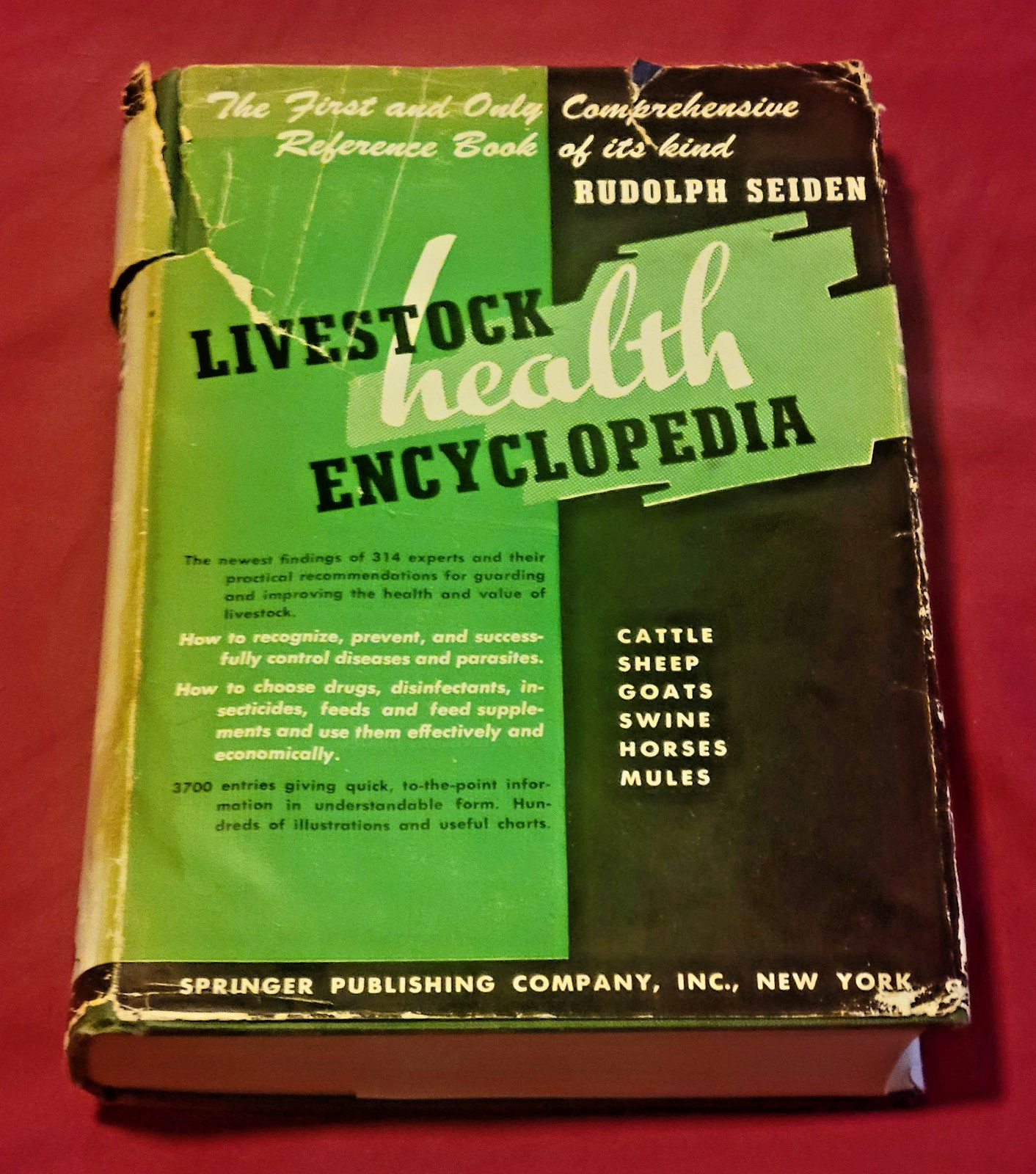 Livestock Health Encyclopedia-Rudolph Seiden-Springer Publishing 1952 2nd Print