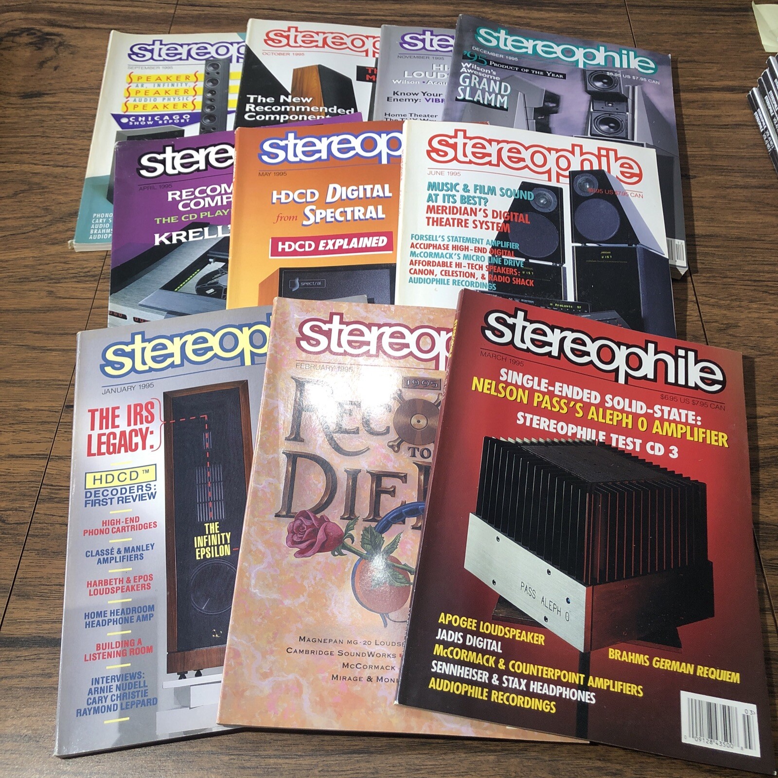10 Issues Vintage STEREOPHILE Magazine Lot 1995 200+ Pages Ea. Stereo Audiophile