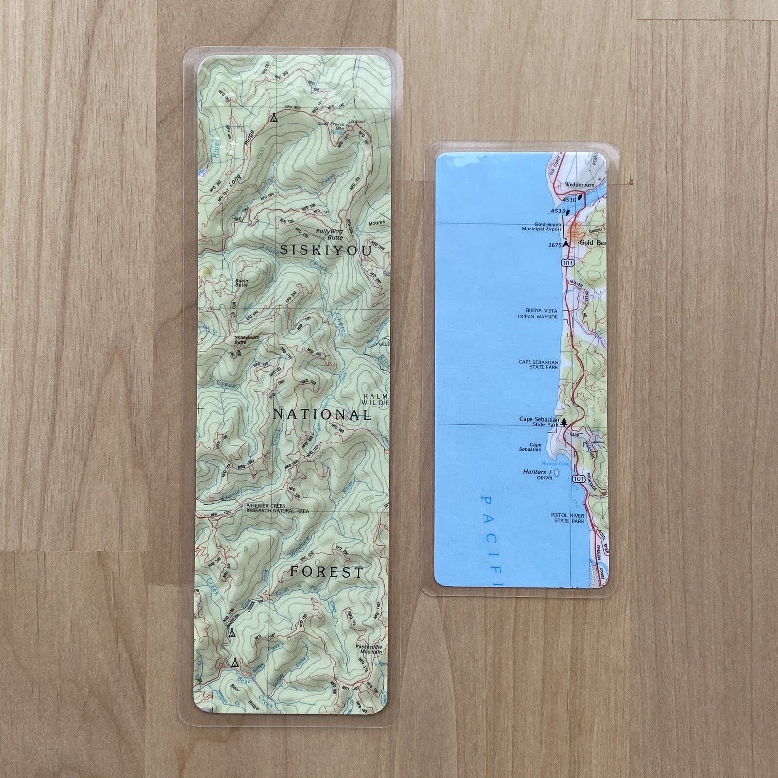 Repurposed Map Paper Laminated Bookmark for Books, Gift for Bookworms, Set Of 2