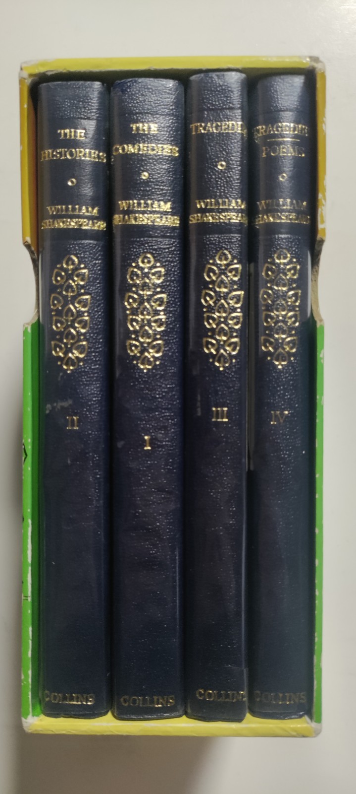 William Shakespeare – Complete Works – 4 Volume Set Collins, 1958 Leather -Boxed