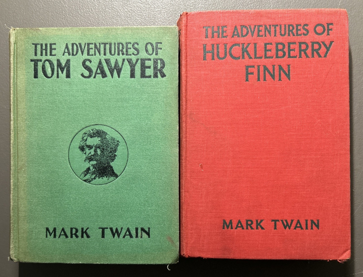 Lot of 2, Mark Twain, Huckleberry Finn 1918, Tom Sawyer 1920, Grosset & Dunlap