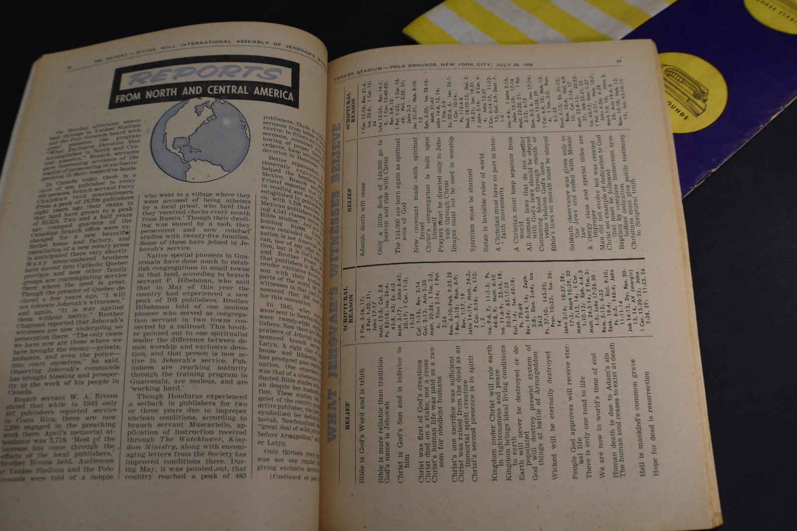 1958 Divine Will Jehovahs Witnesses Report & Program NY City Yankee Stadium/Polo