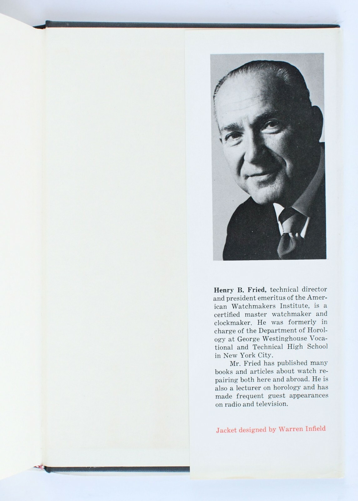 The Watch Repairer’s Manual by Henry B. Fried SIGNED Hardcover with Dust Jacket