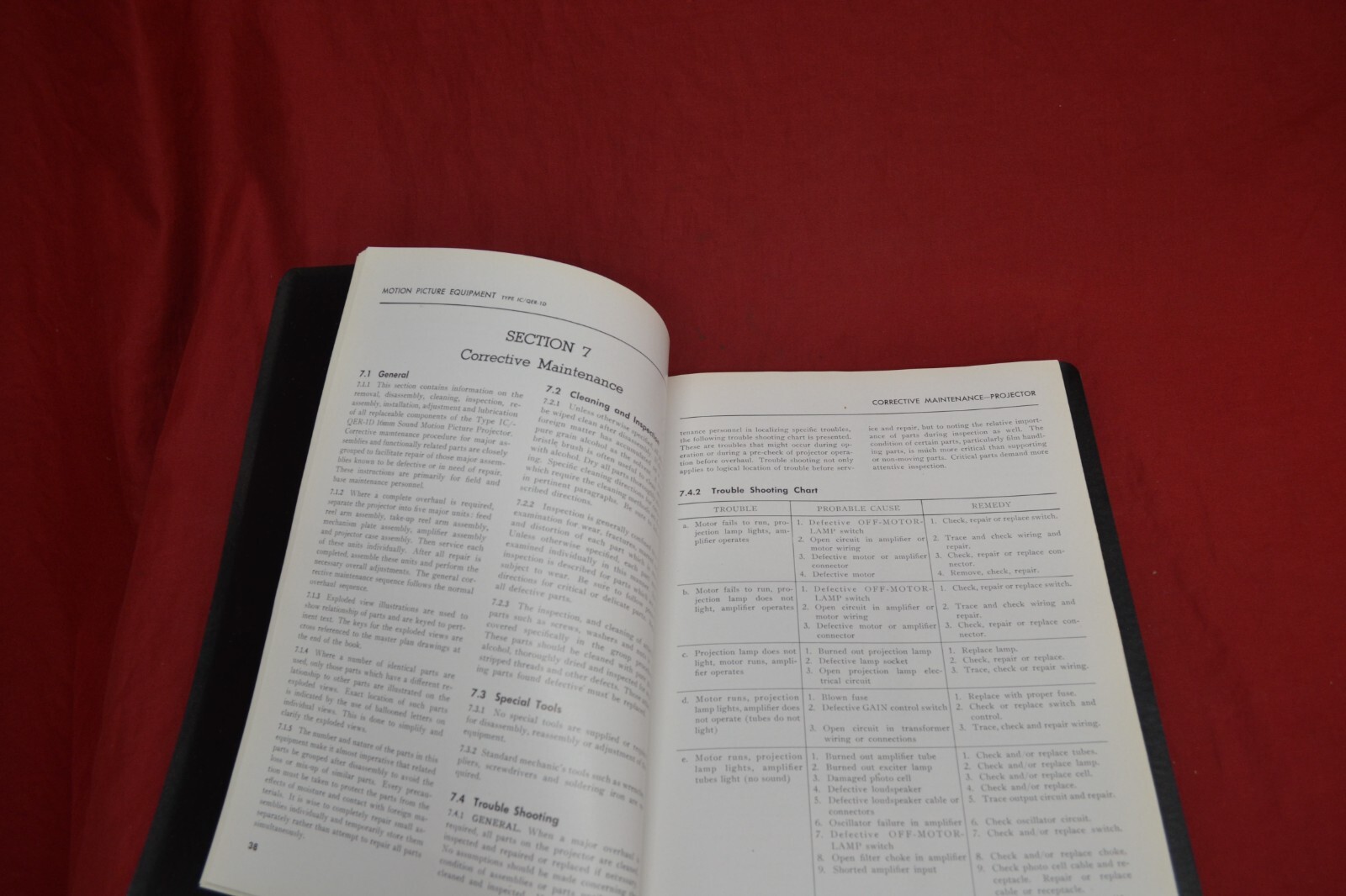 1953 DEVRY 16mm PROJECTOR MANUAL * BUREAU OF SHIPS * NAVY DEPT. * TYPE IC/QER-1D