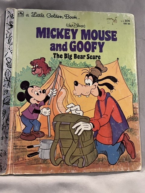 Mickey Mouse and Goofy “The Big Bear Scare” Walt Disney Little Golden Book,1978