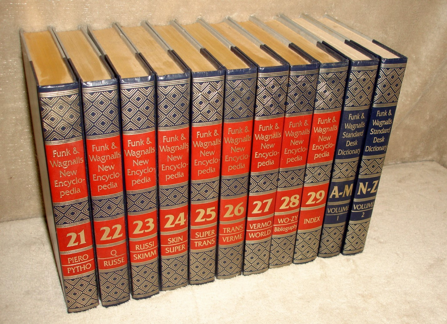 Partial Set 1986 Funk and Wagnalls New Encyclopedia Volumes 21-29 + Dictionary