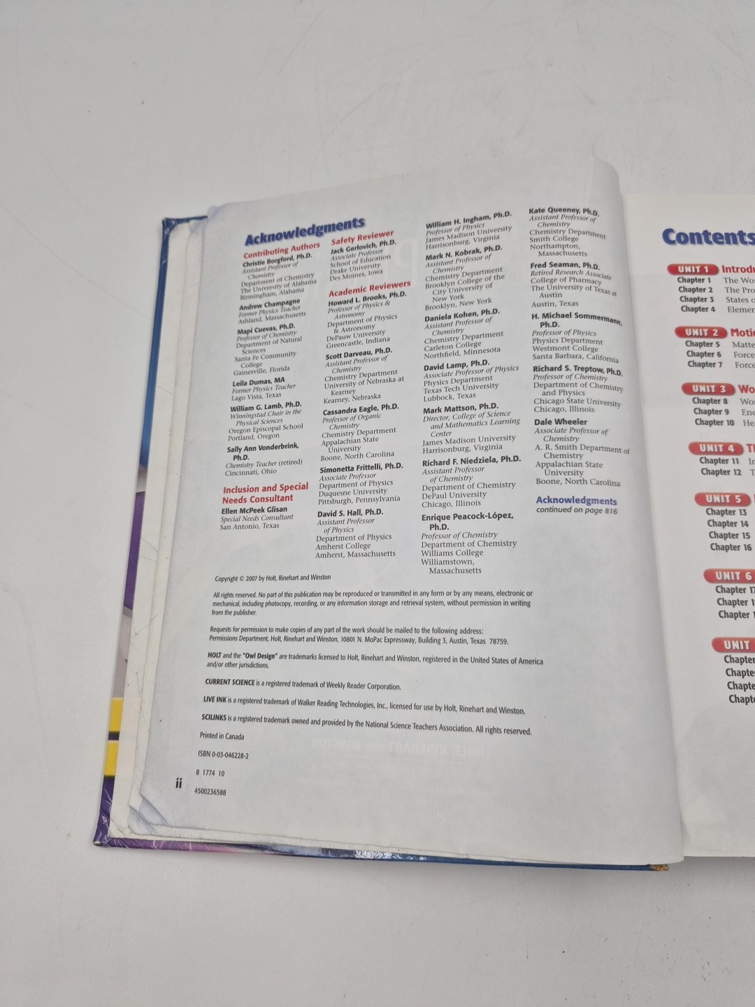 Holt Science and Technology Student Edition Physical Science 2007 Matter Used