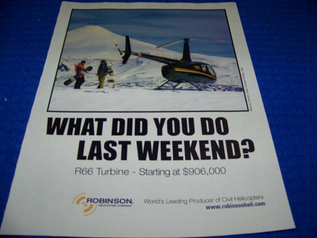 2019 ROBINSON R66 TURBINE “WHAT DID YOU DO LAST SUMMER”..1-PAGE SALES AD (838DD)