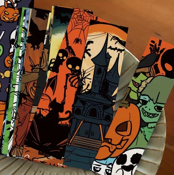 30 PC Bookmark Set Gothic Skull Halloween Pumpkin 1.5″ x 6″ New Free Ship S233