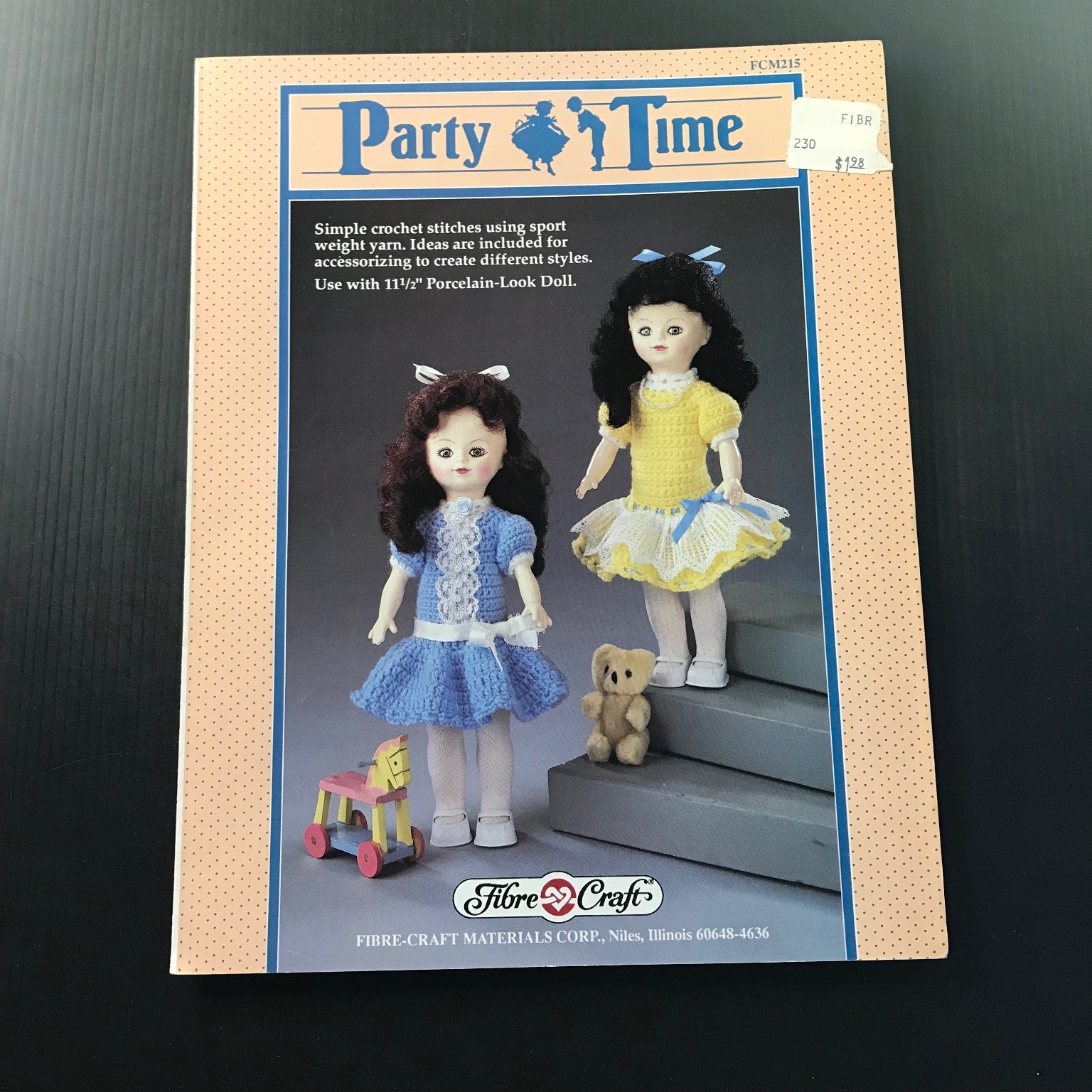 Party Time Fibre-Craft FCM215 1990 Crochet Patterns 11.5″ Porcelain-Look Doll