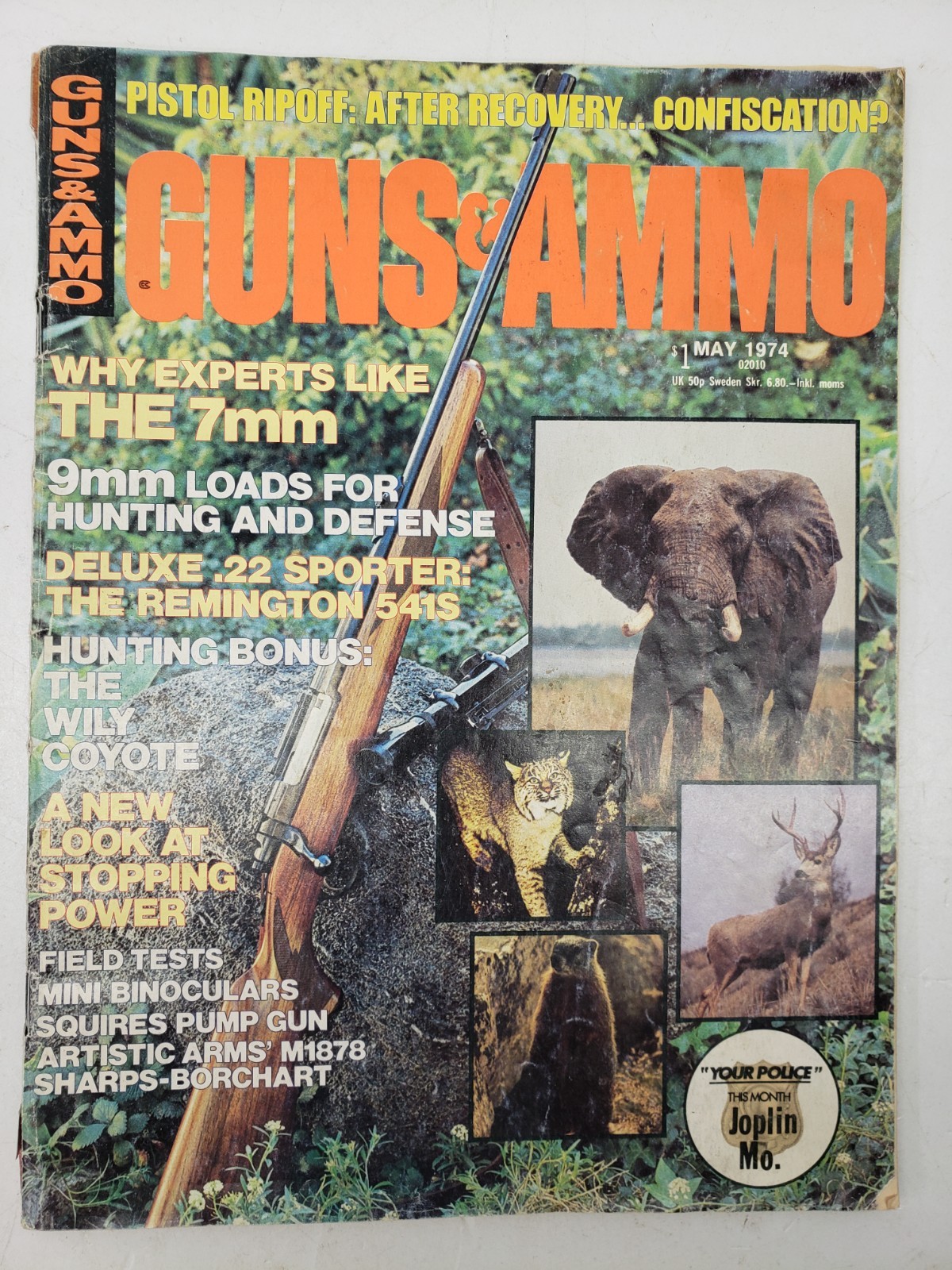 Guns & Ammo Magazine May 1974 Artistic Arms M1878, Sharps-Borchart, 7 mm