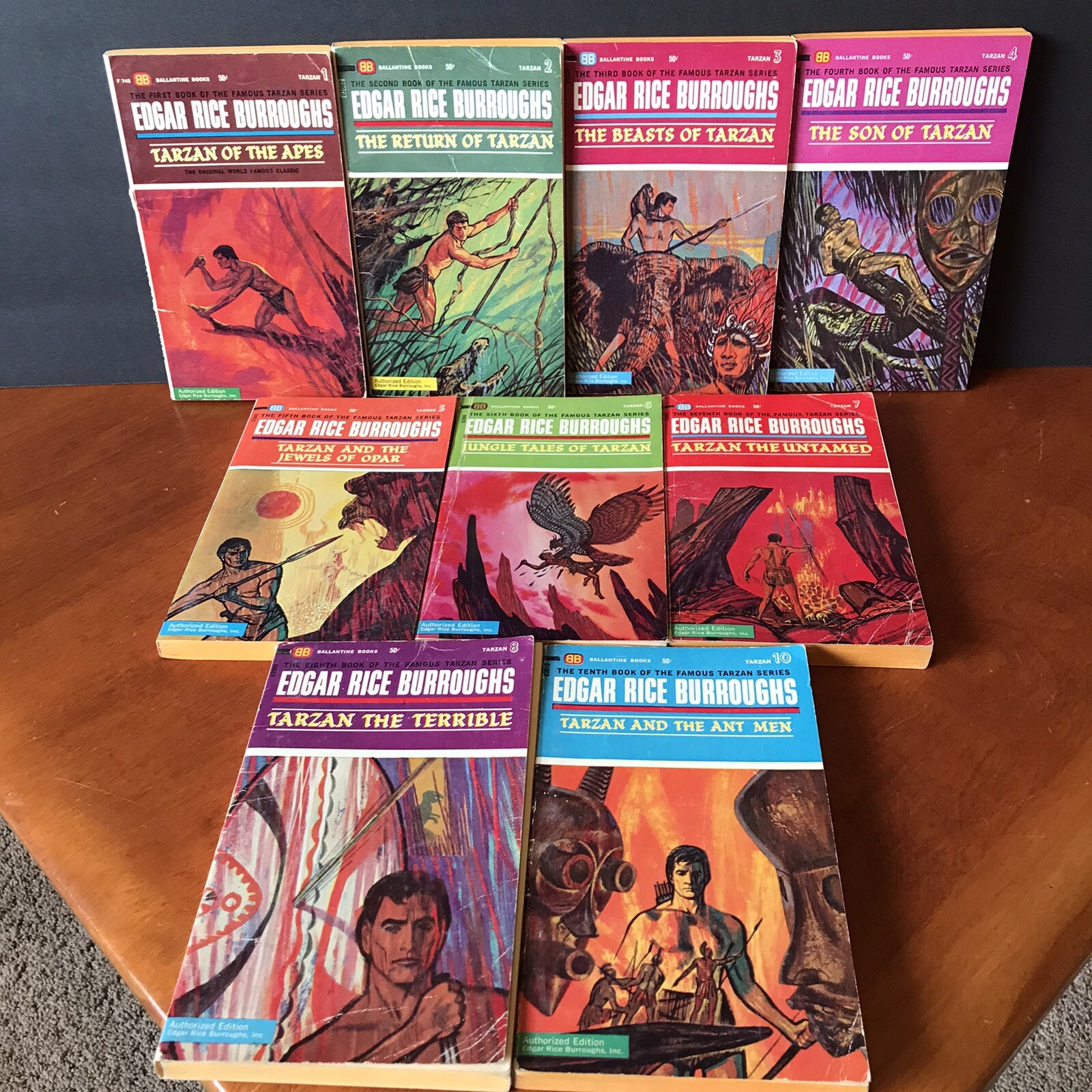 Lot: Edgar Rice Burroughs Vtg Tarzan Paperback Books Adventure Novel Series
