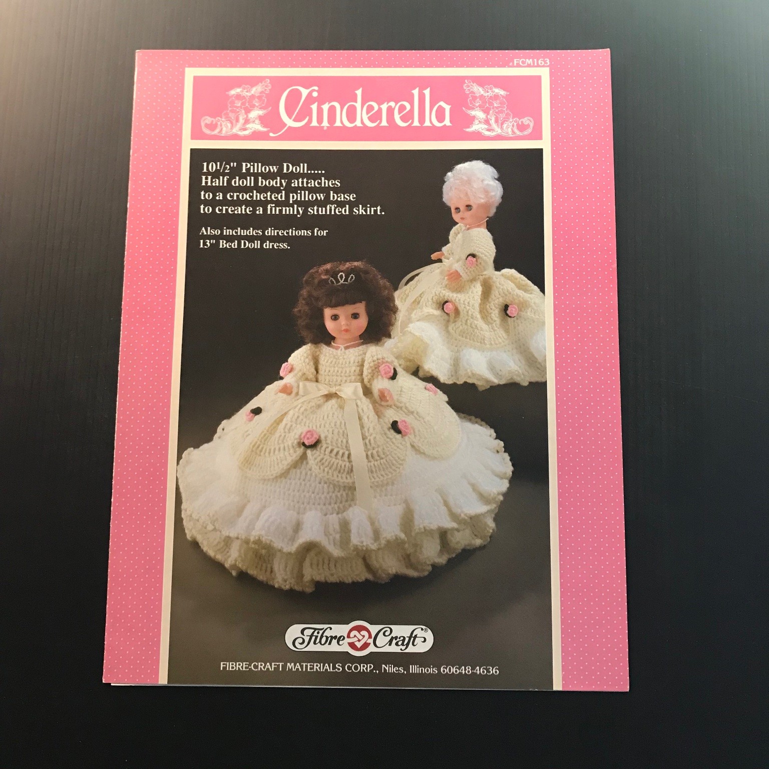 Cinderella Roberta J. Sroka FCM163 1988 Crochet Pattern Pillow Bed Doll
