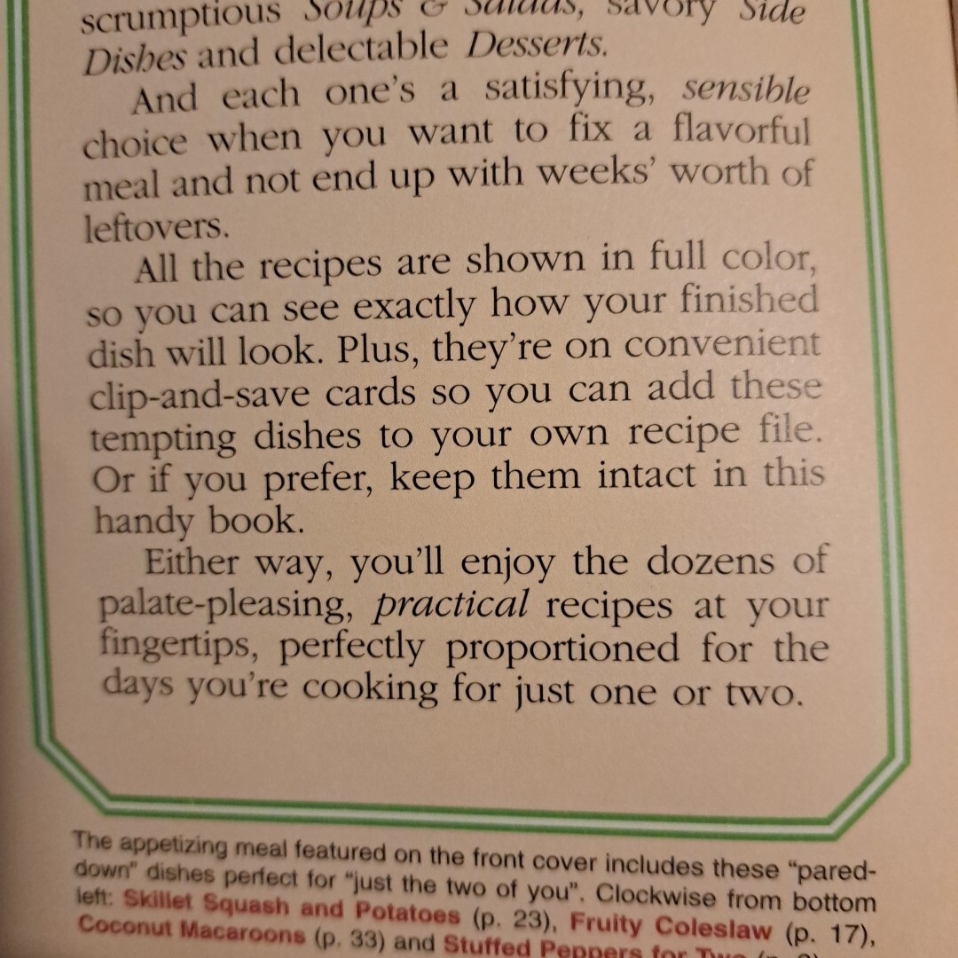 Cooking For Two Empty Nester 1997 Recipes Cook Book Reiman Publications