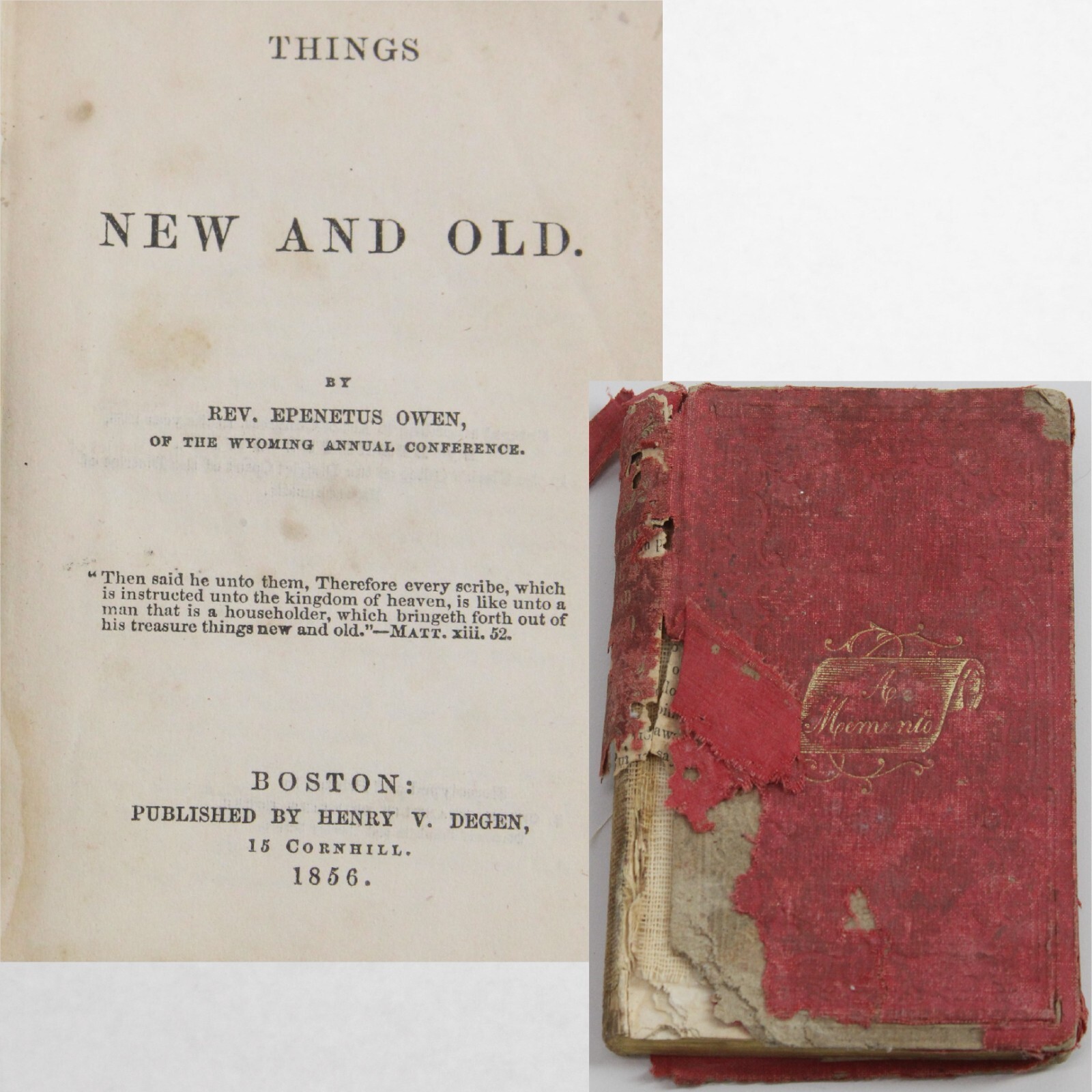 Things New & Old 1856 Rev Epenetus Owen Religion Faith 4.85″ x 3.5″ x .25″