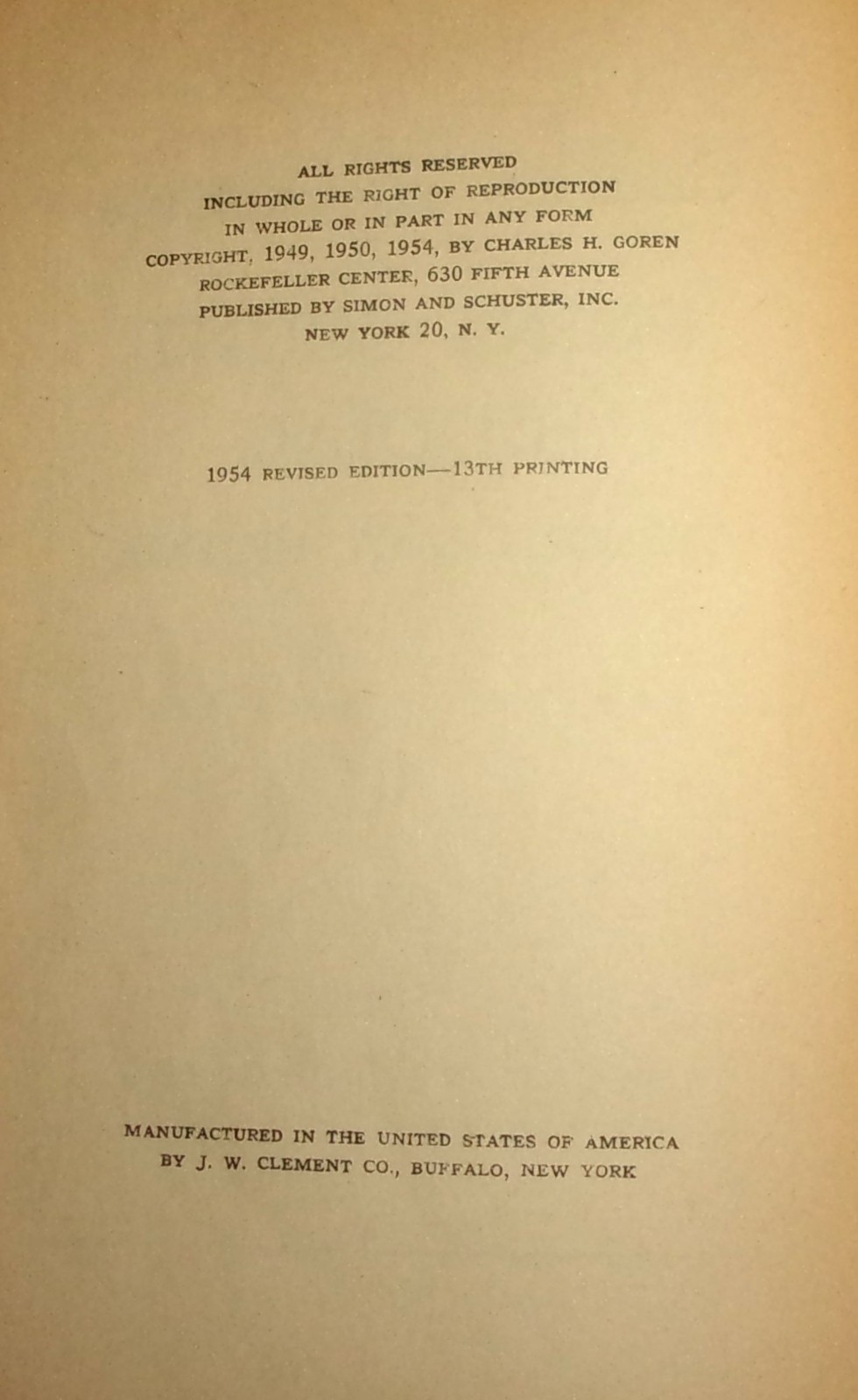 POINT COUNT BIDDING IN CONTRACT BRIDGE-Charles H. Goren-Cards-Ex 1954 13th Print