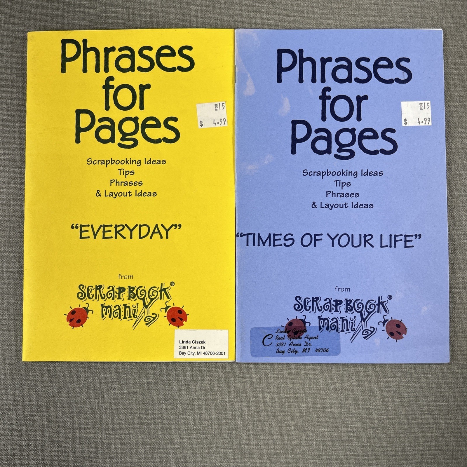 Phrases for Pages from Scrapbook Mania ~ 1997 Vintage 2 Paperback Idea Booklets