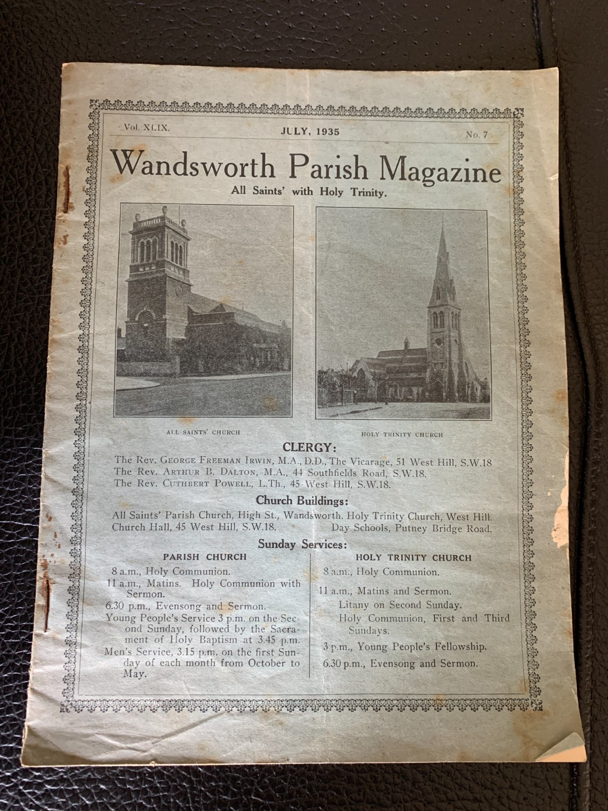 Wandsworth Parish Magazine July 1935 All Saints Holy Trinity local history
