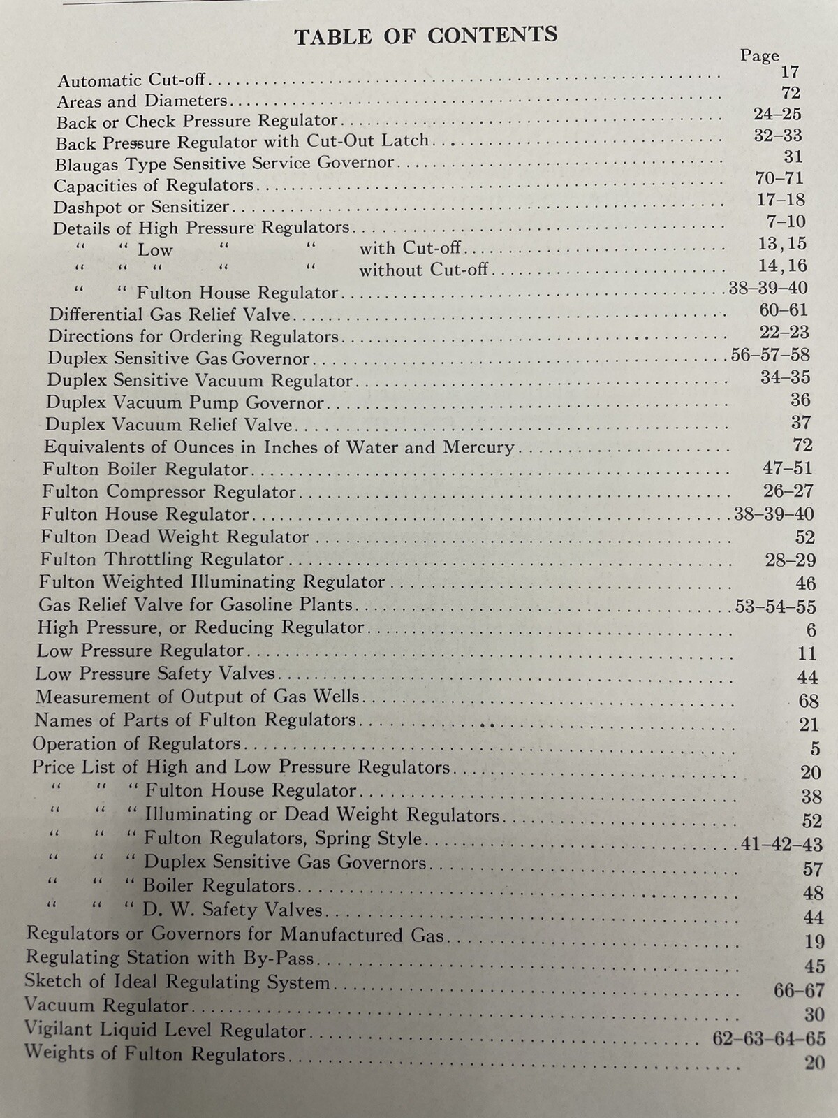 Fulton Gas Regulators 1929 Illustrated Catalogue Rare Paperback 72 Pages Natural