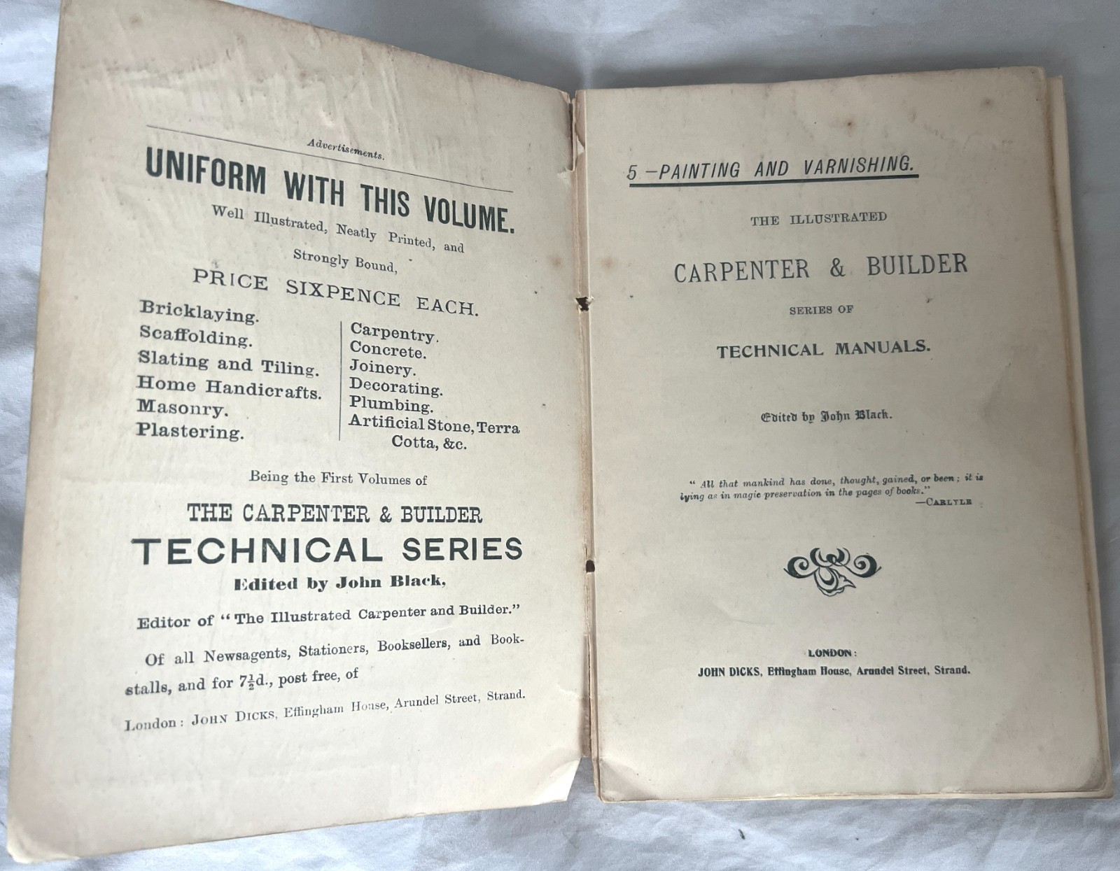 CARPENTER & BUILDER PAINTING & VARNISHING TECHNICAL SERIES JOHN DICKS C.1900S