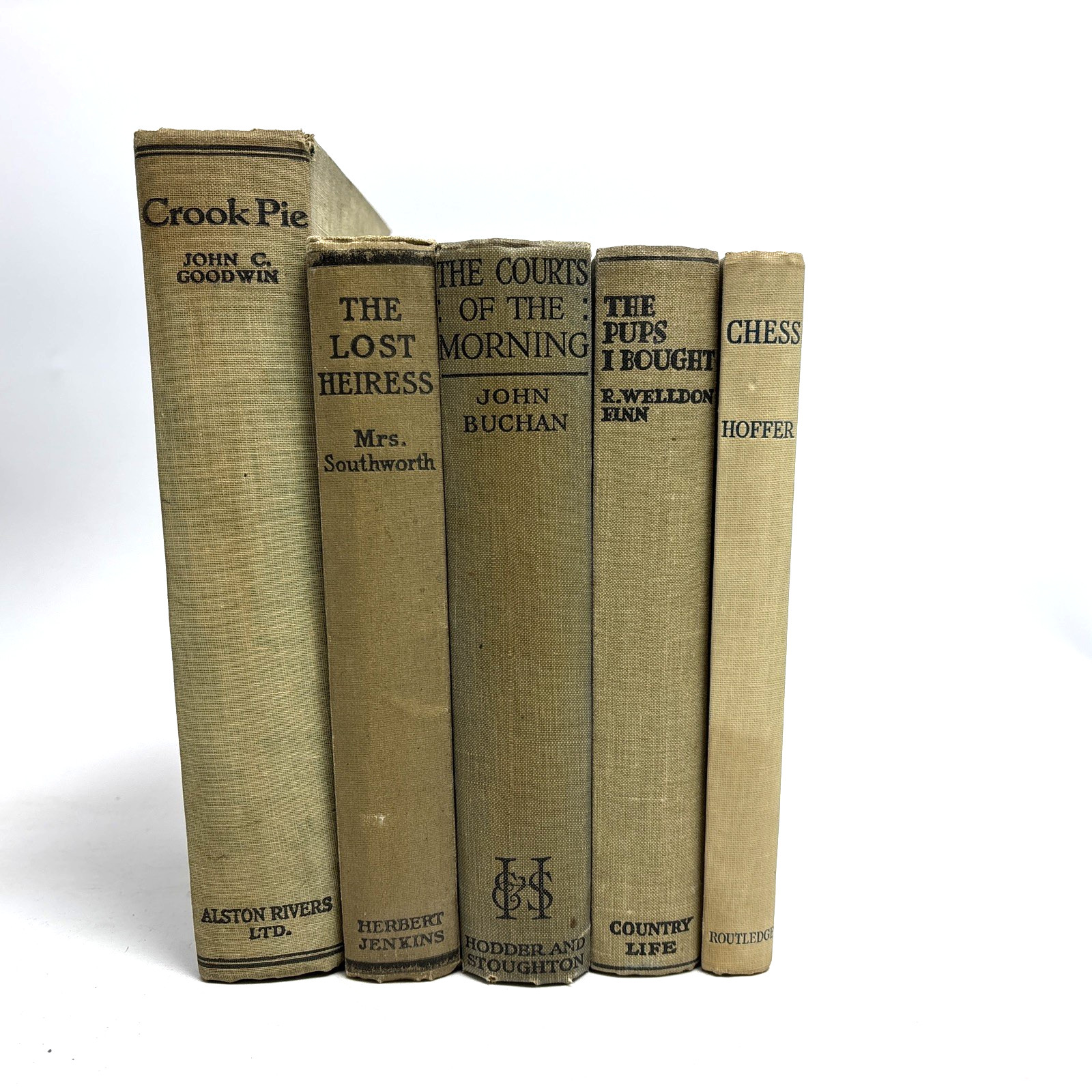 Old Books in Neutral Tones for Decoration. 15.5cm shelf space.