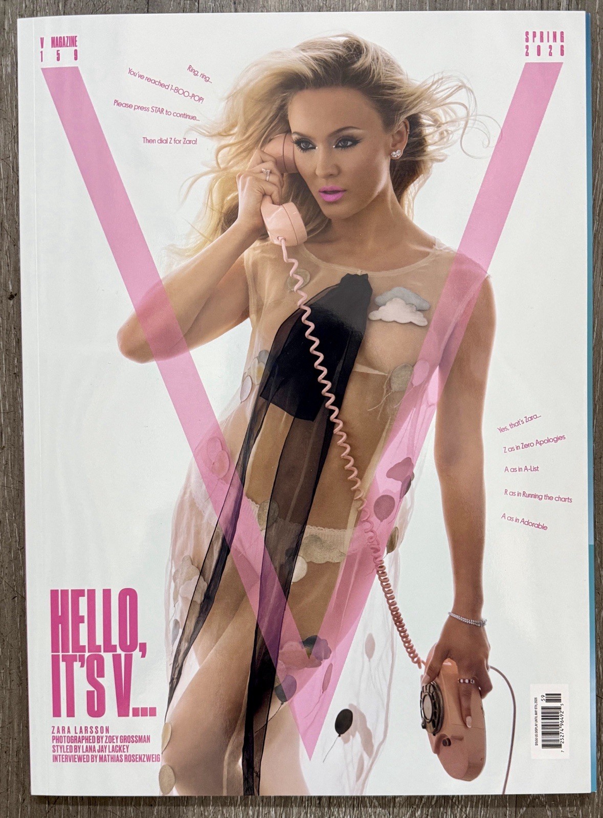V MAGAZINE – ISSUE #159-SPRING 2026- ZARA LARSSON -BRAND NEW