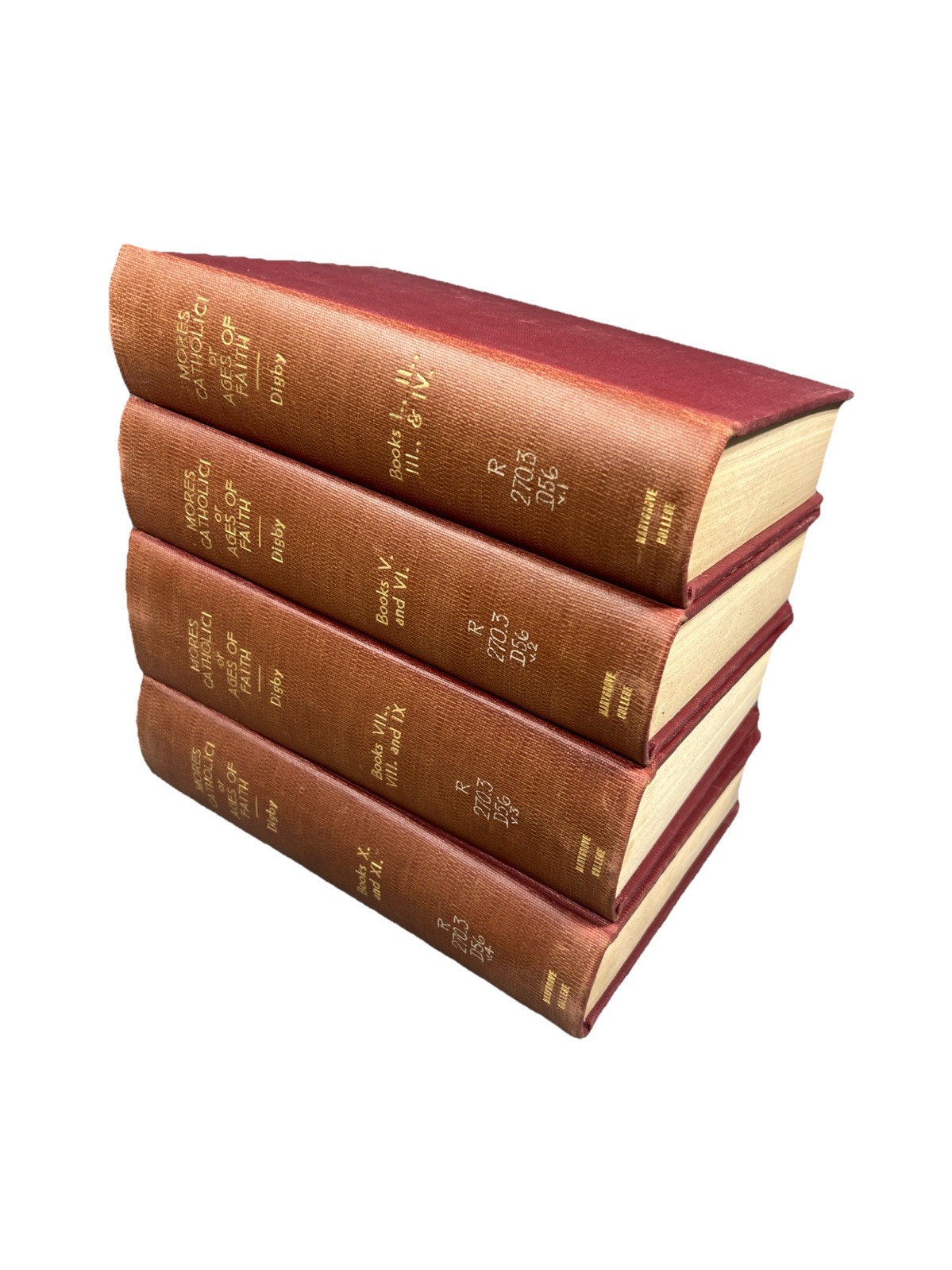 Vintage Mores Catholici Ages of Faith Book Lot of 4 Kenelm H Digby 1888-1894 HC