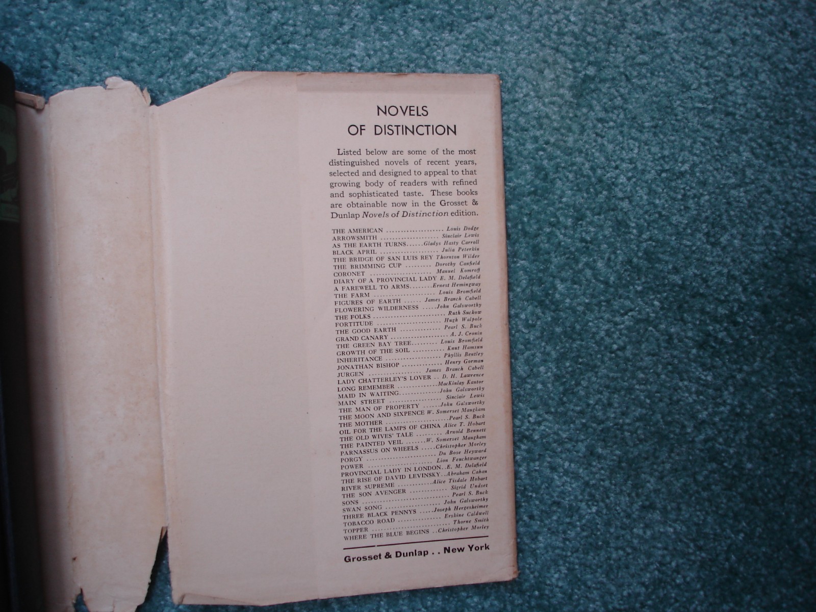 Dodsworth Sinclair Lewis Grosset & Dunlap hardcover 1929 fourth printing w/DJ
