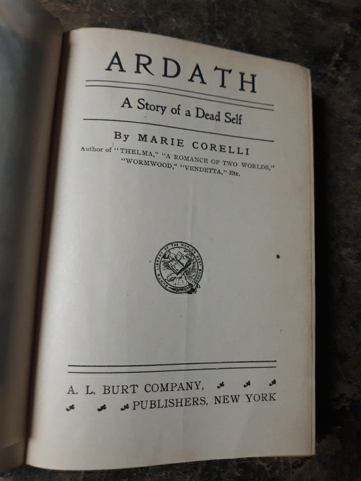 Vintage Mystical Novel-Ardath, Marie Corelli, HC Circa 1920s, A. L. Burt