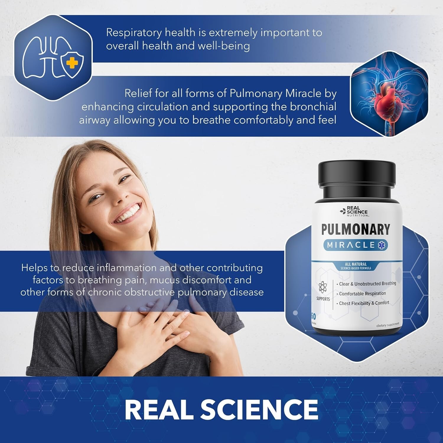 Natural COPD Support – 60 Non-GMO Capsules for Shortness of Breath Relief