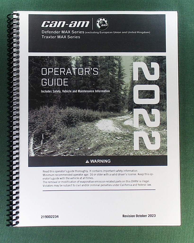 2022 Can-Am Defender MAX DPS HD10 Owner’s Manual: 258 Pages & Protective Covers!