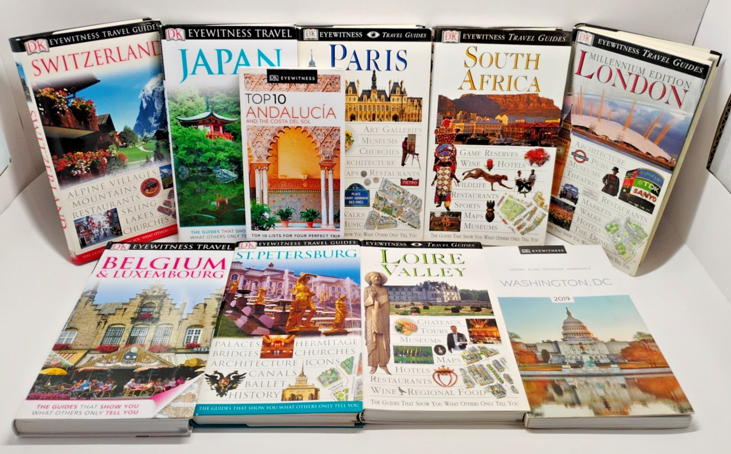 DK Eyewitness Travel Guide Book Lot 10 London Paris Japan Switzerland DC Europe