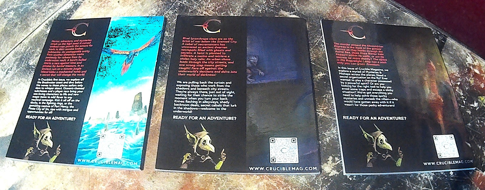 Crucible Magazines First Three Editions Near perfect shape.