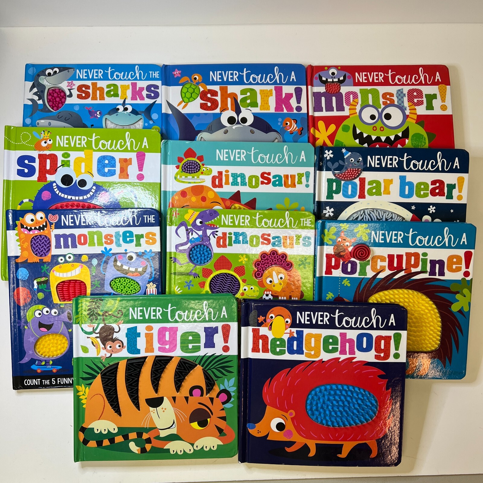 “Never Touch A” Book Series Lot of 11 by Rosie Greening (Sensory Board Books)
