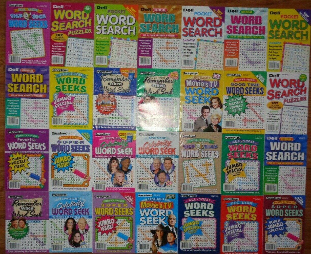 Lot of 5 Dell Penny Press Word Search Puzzle Books UNSORTED MIXED Seek Hunt