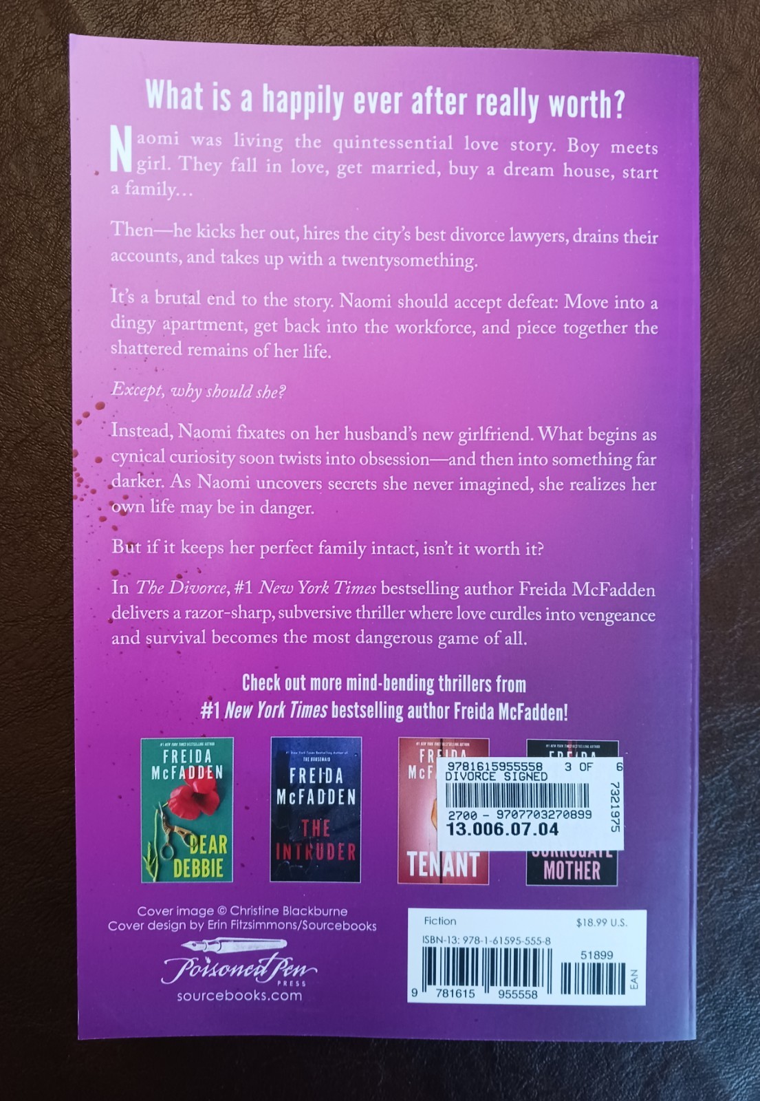 SIGNED Freida McFadden Autographed Book – The Divorce, Signed Edn 1st Print 2026