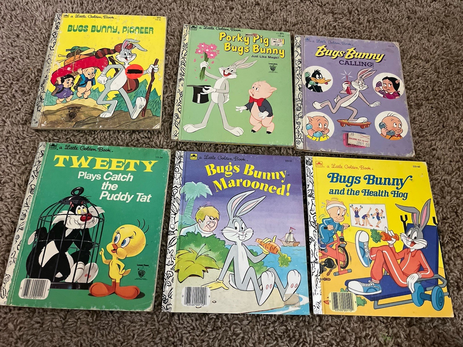 Vintage Little Golden Books Looney Tunes Lot of 6 Bugs Bunny Tweety Sylvester