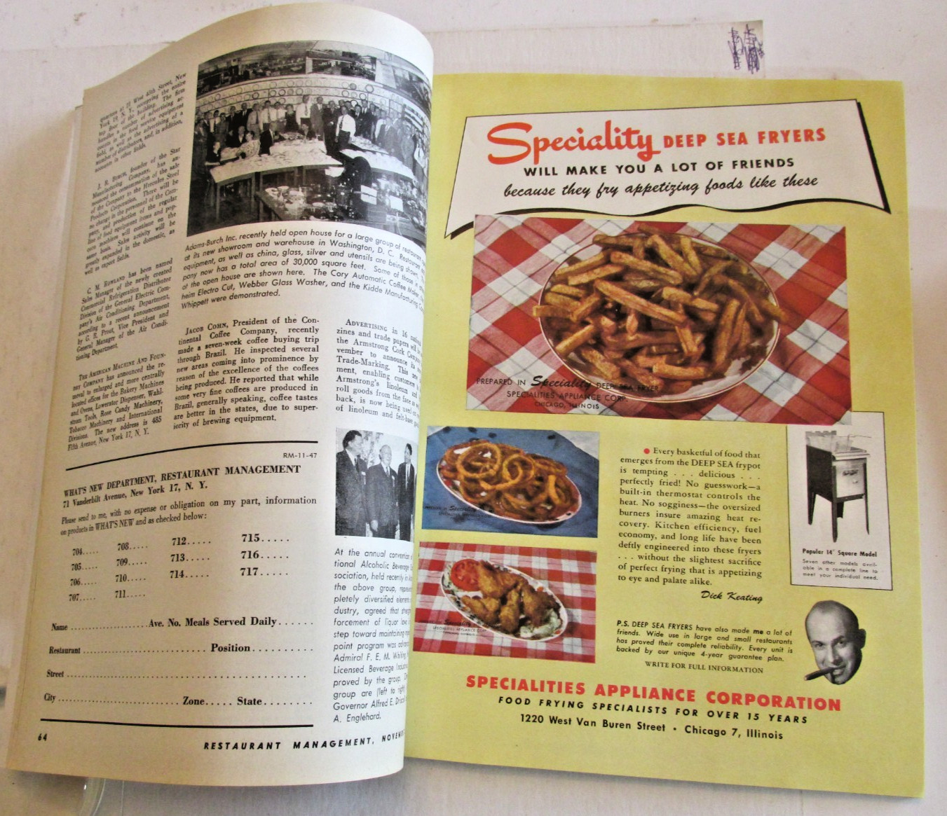 VTG November 1947 Restaurant Management Magazine 132p Menus Recipes Ads