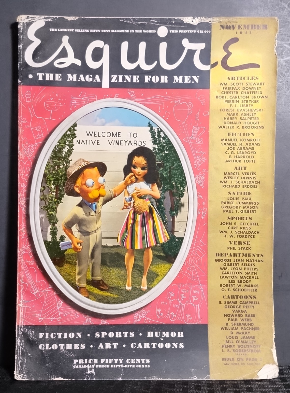 Esquire Magazine November 1941 Pre-WWII Vintage Humor Fiction Art Sports